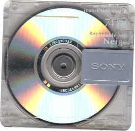 white minidisc with sony logo